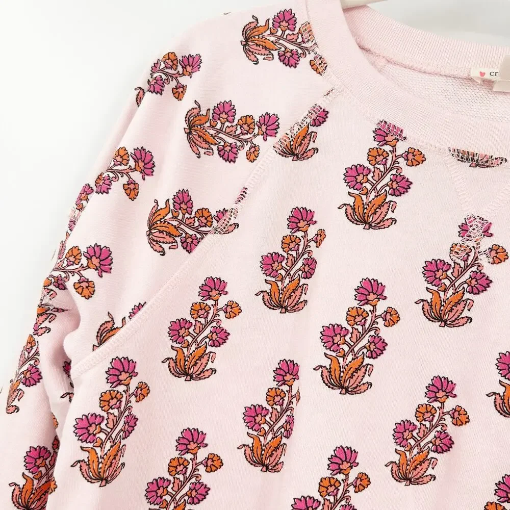 J. Crew Crewcuts Girls Lounge Raglan‎ Crewneck Floral Graphic Sweatshirt Size XL